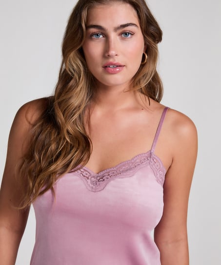 Camisole velours Dentelle, Pourpre