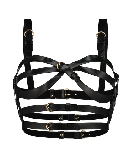 Brassière en faux cuir, Noir