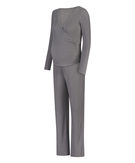 Zwangerschapspyjama set Rib, Grijs