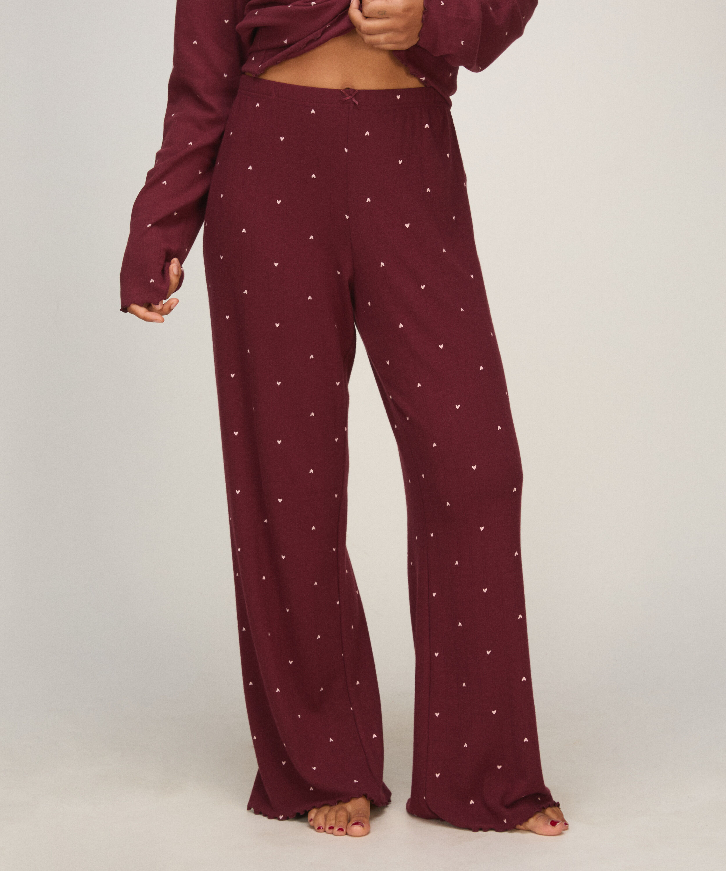 Pantalon de pyjama Loose Pointelle, Pourpre Pantalon de pyjama Loose Pointelle, Pourpre