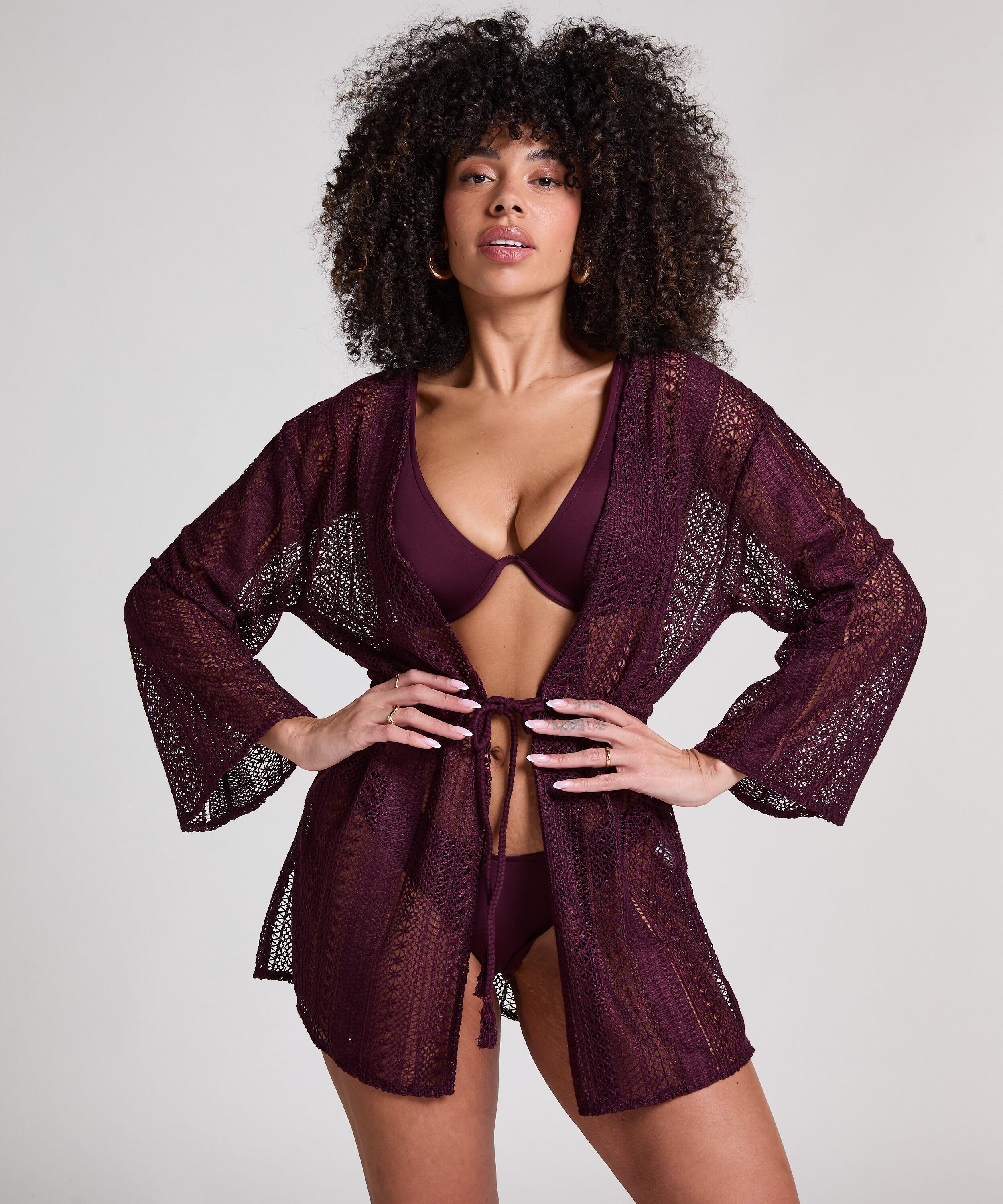 Caftan de plage en crochet, Pourpre