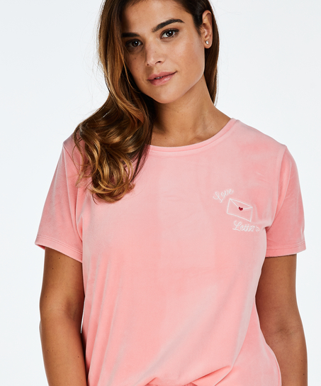 Top korte mouwen Velours, Roze