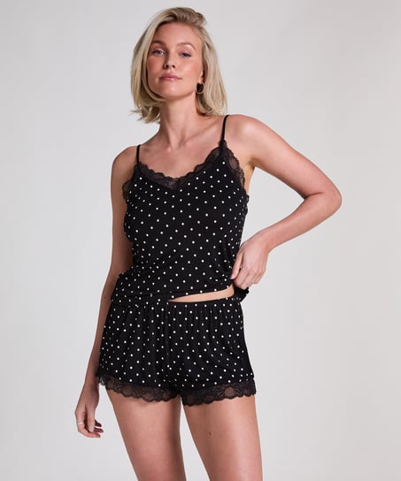 Korte pyjamaset Cami, Zwart