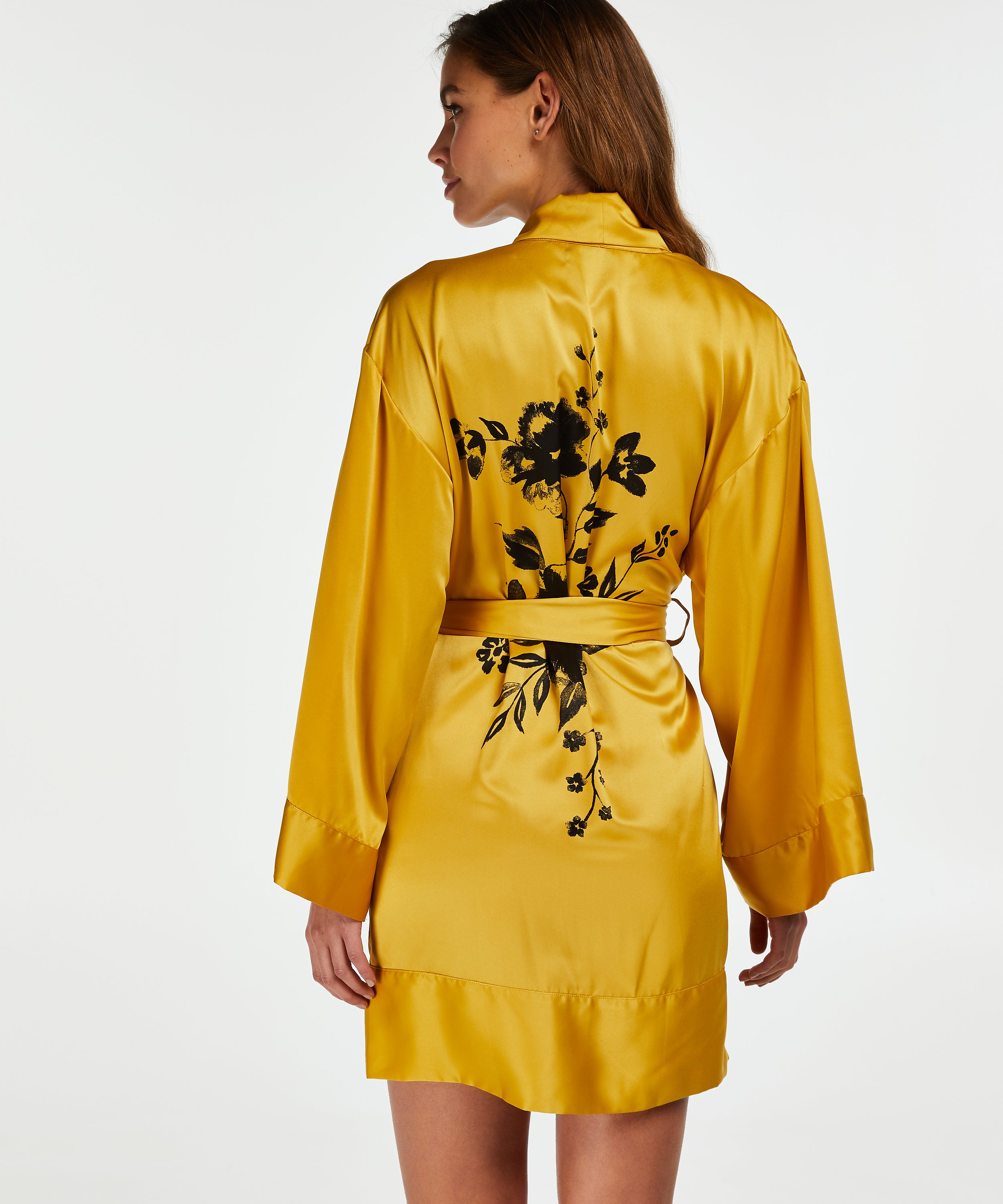 Kimono Satin Flower, Jaune, main