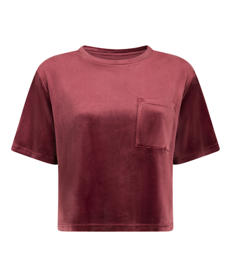 Top Velours Pocket, Rood