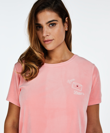 Top korte mouwen Velours, Roze
