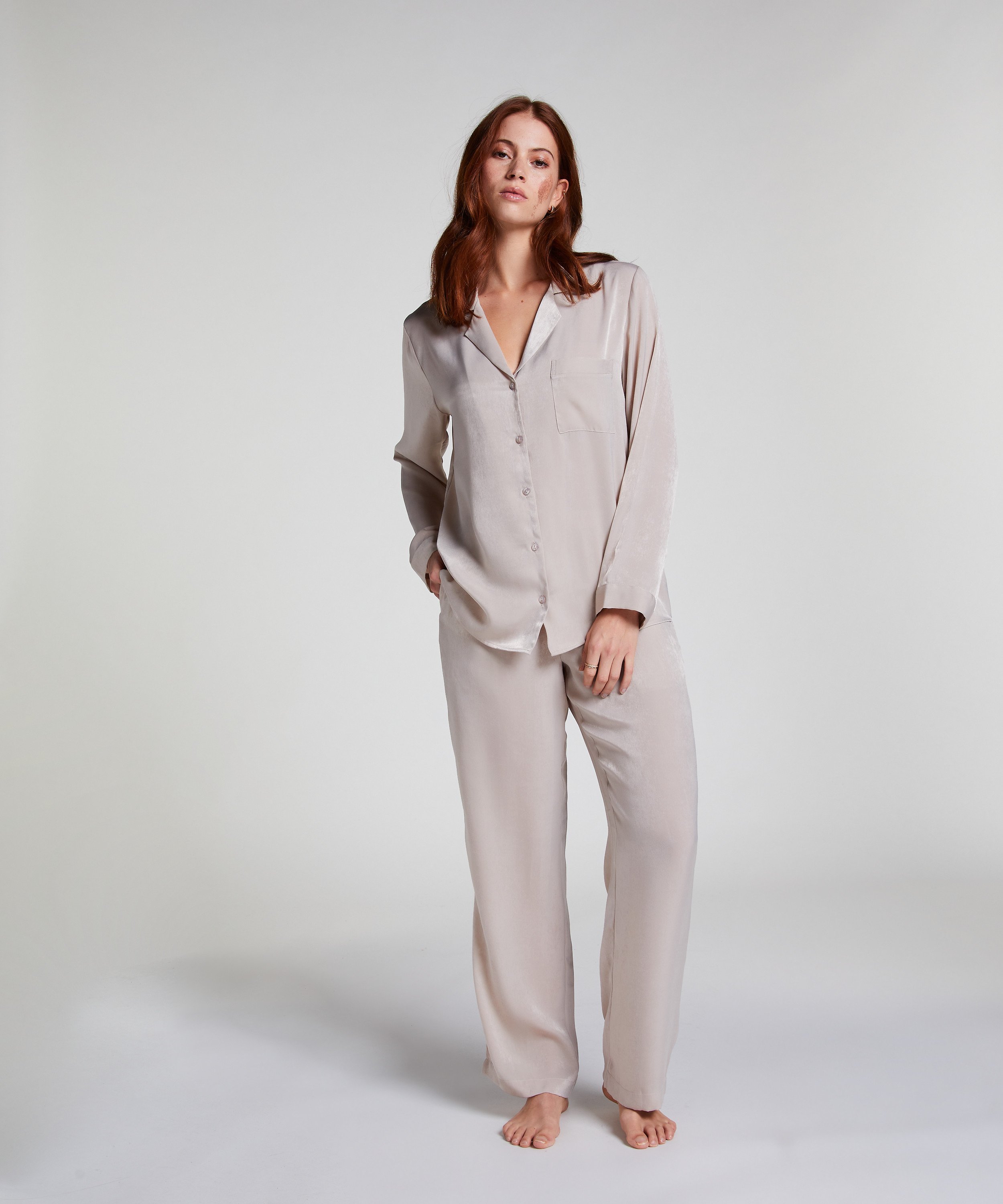 Pantalon Satin, Beige, main