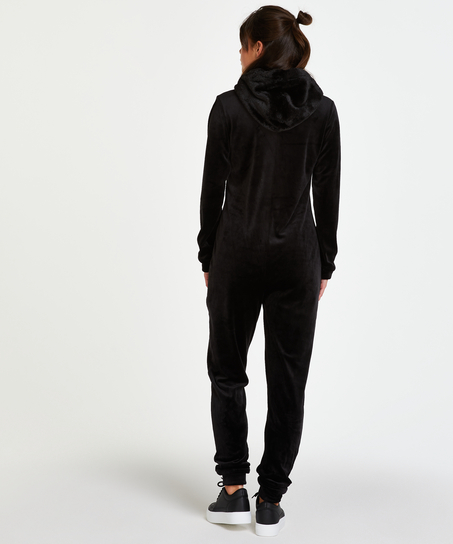 Onesie Velours, Zwart