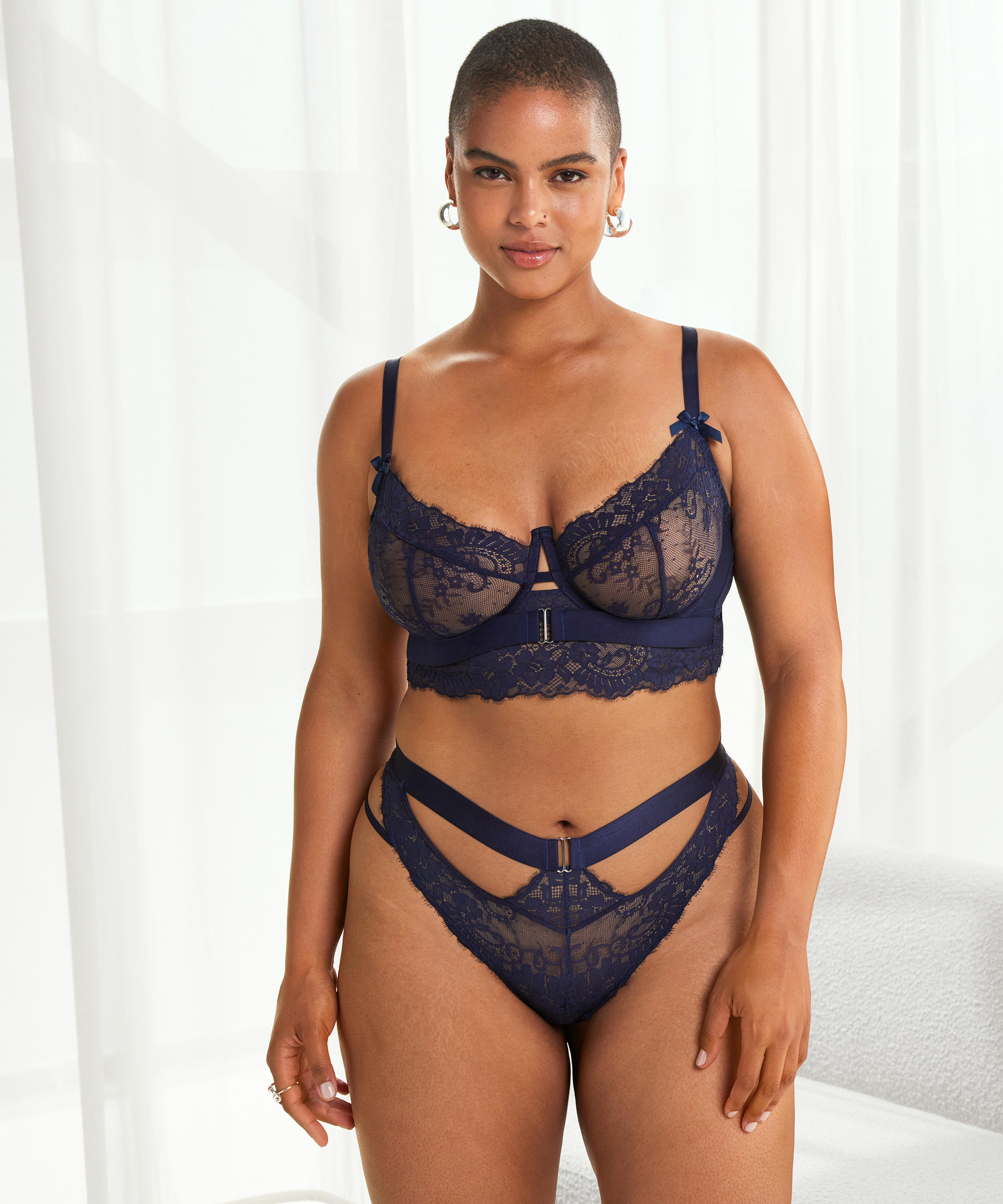 Soutien-gorge bustier à armatures non préformé Blossom, Bleu, main