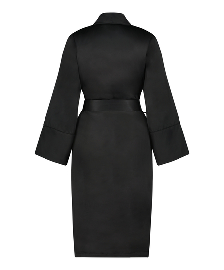 Badjas Satin Fleece, Zwart