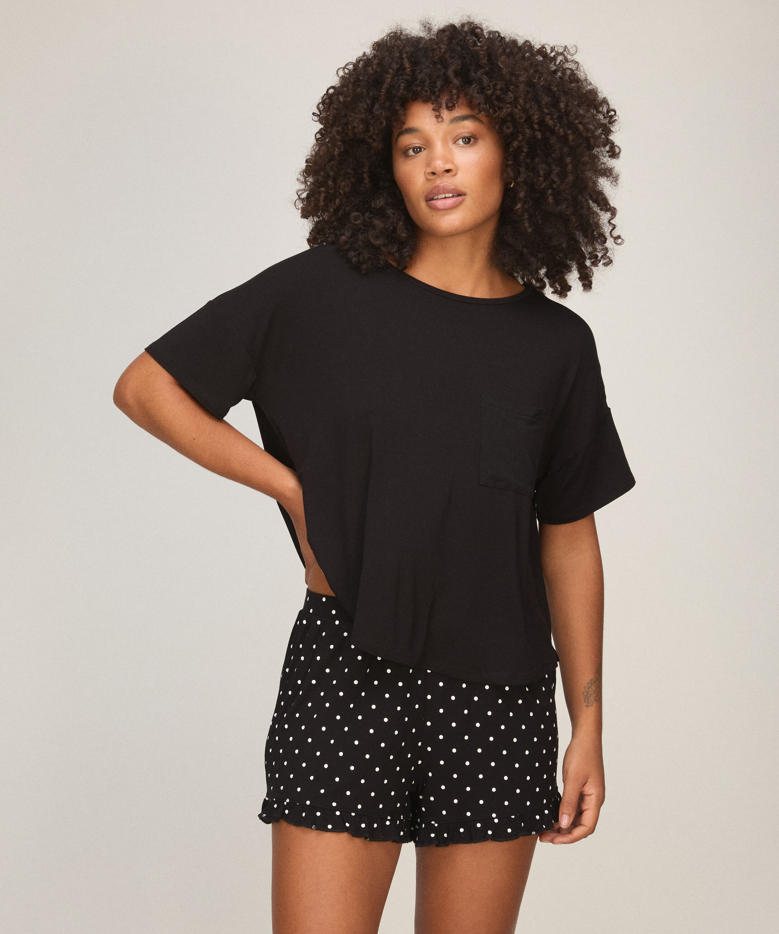 Korte pyjama set, Zwart