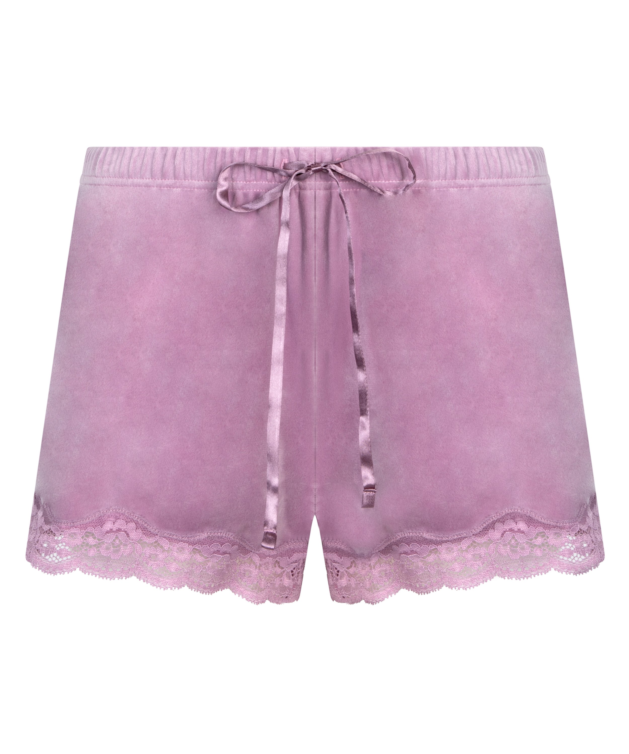 Short velours dentelle, Pourpre, main