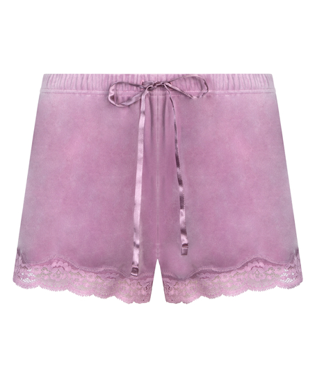 Short velours dentelle, Pourpre