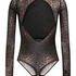 body met lange mouwen Tara Leopard, Zwart