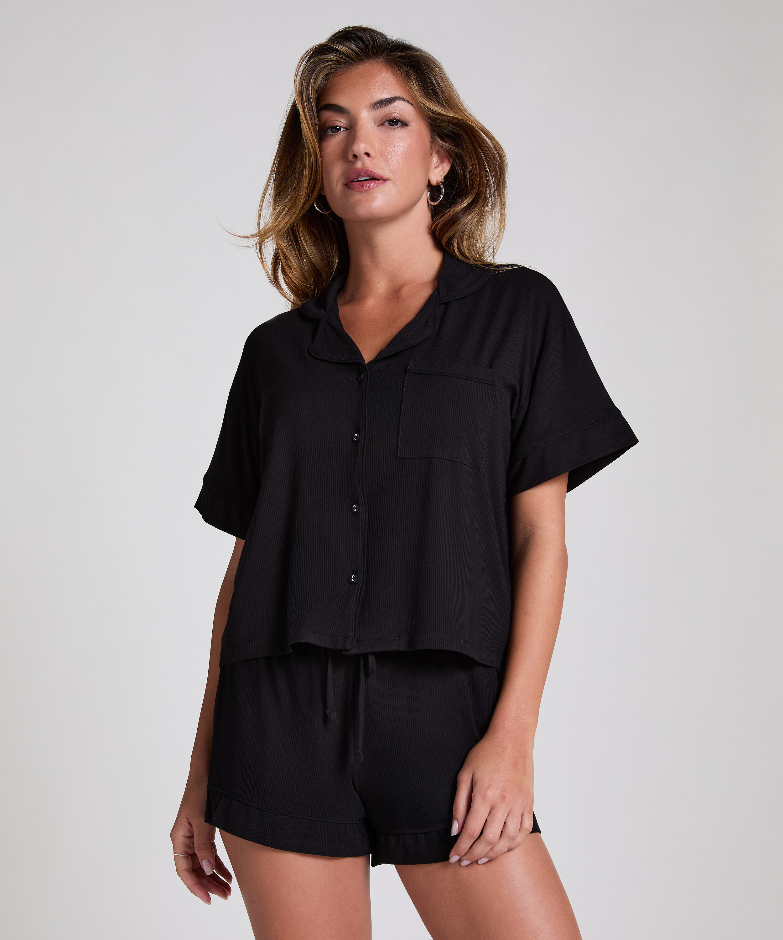 Shorts Velours, Zwart, main