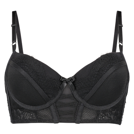 Voorgevormde longline beugel bh Valentina, Zwart