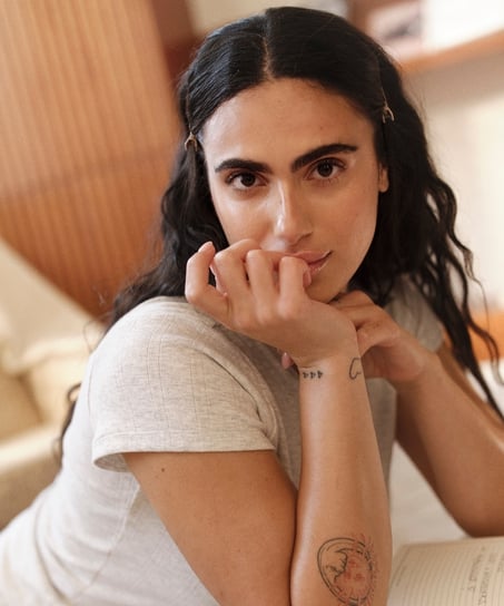 Pointelle Top, Grijs