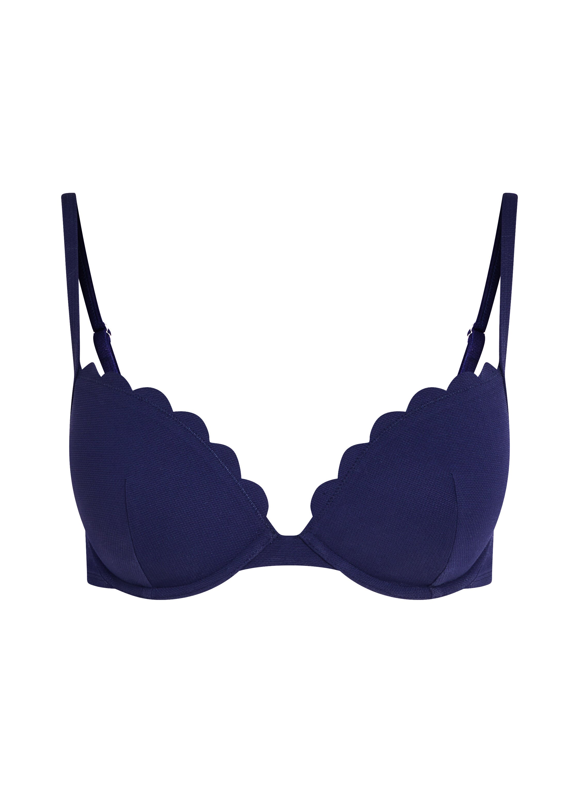 Haut de bikini à armatures à effet push-up préformé Scallop Taille A - E, Bleu Haut de bikini à armatures à effet push-up préformé Scallop Taille A - E, Bleu