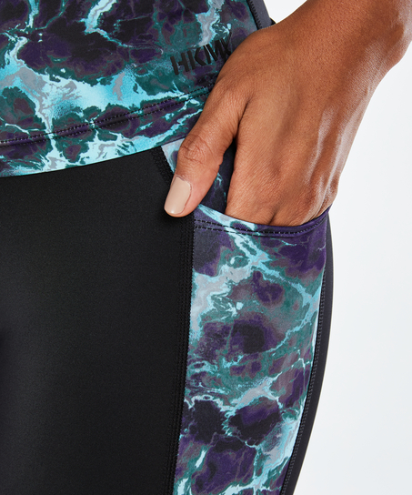 HKMX high waist sport legging marble level 3, Blauw