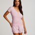 Top korte mouwen Rib, Roze