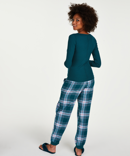 Pyjamatop lange mouwen, Blauw