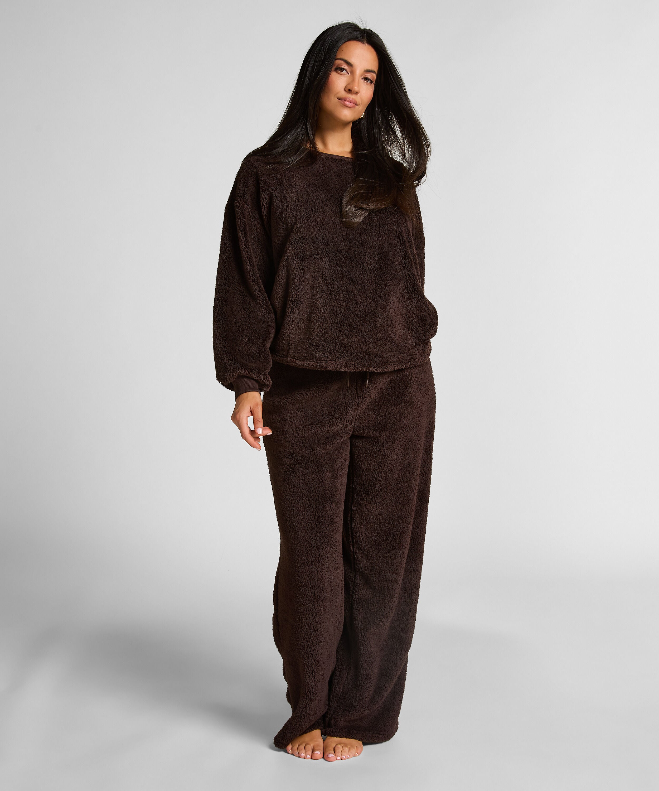Broek Fluffy Fleece, Bruin