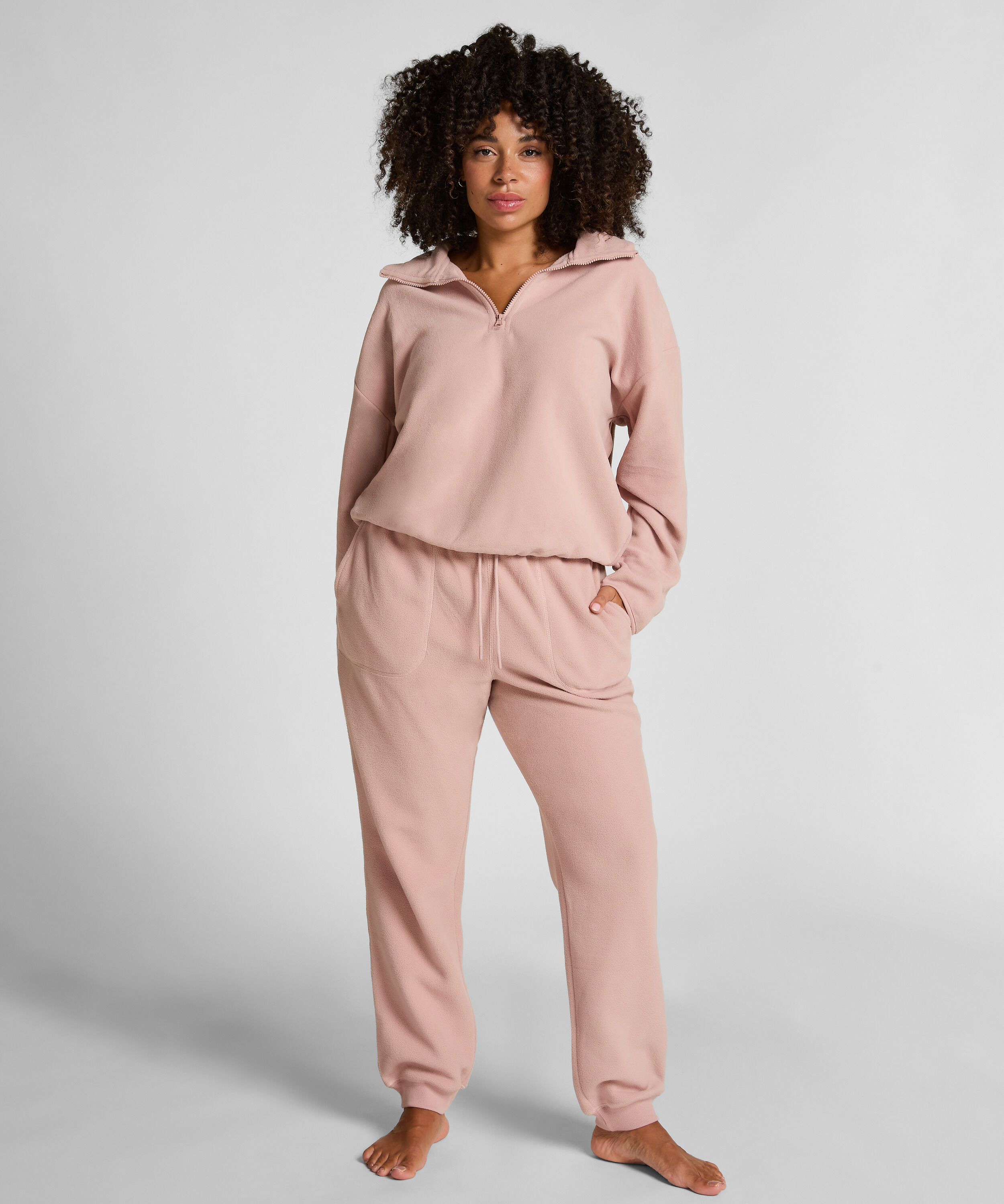 Sportieve fleece joggingbroek, Roze