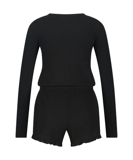 Jumpsuit Rib, Zwart