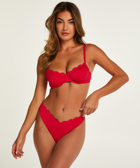 Haut de maillot de bain &agrave; armatures non pr&eacute;form&eacute; festonn&eacute;, Rose