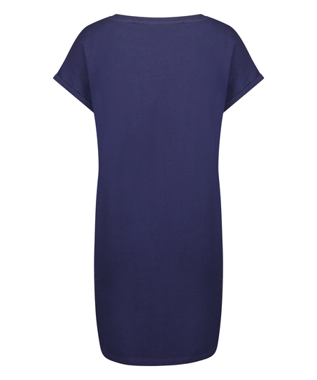 Chemise de nuit col rond, Bleu