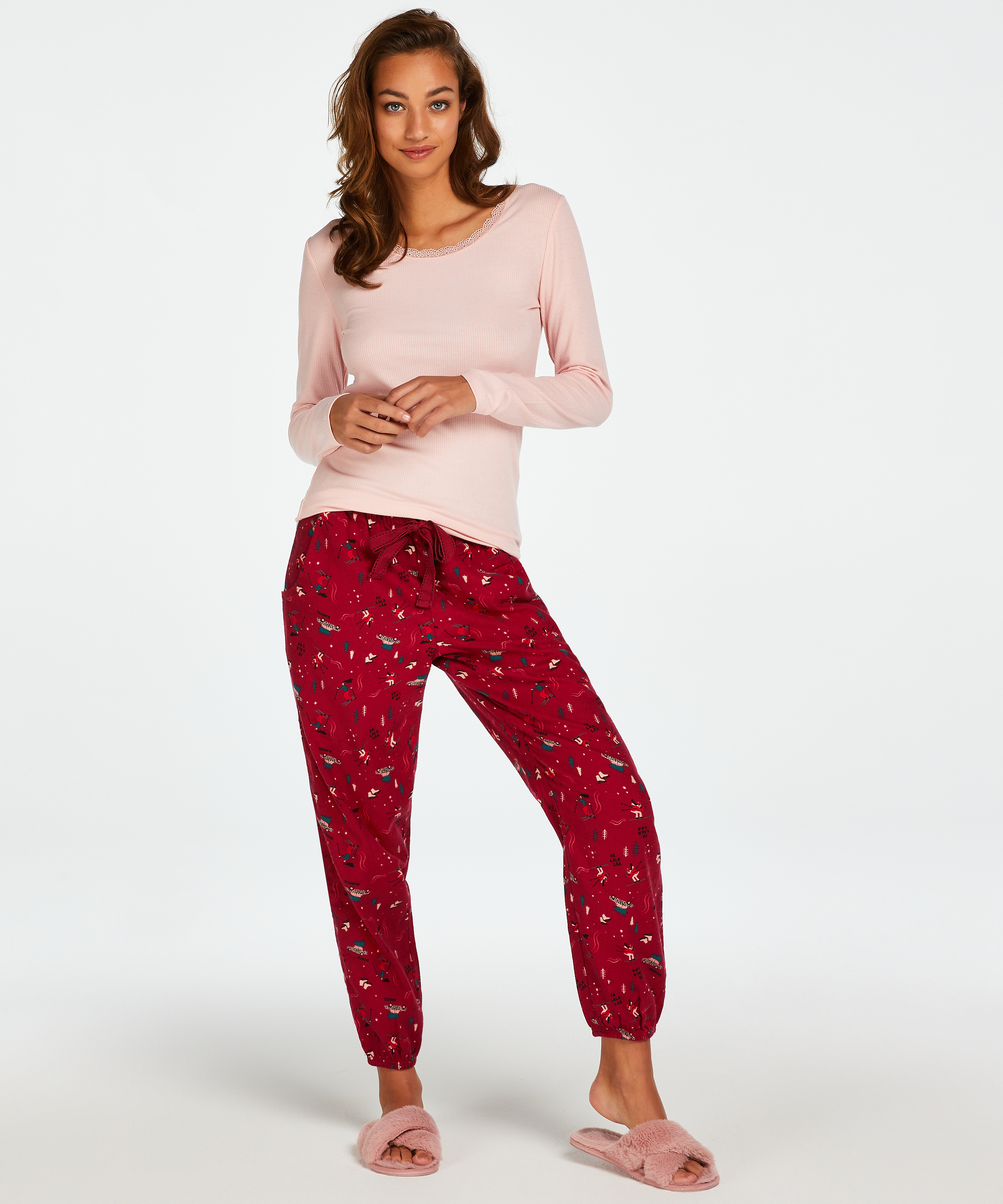 Petite Pyjamabroek Twill, Rood, main