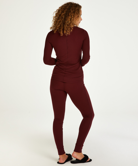 Pyjama Waffle Placket, Pourpre