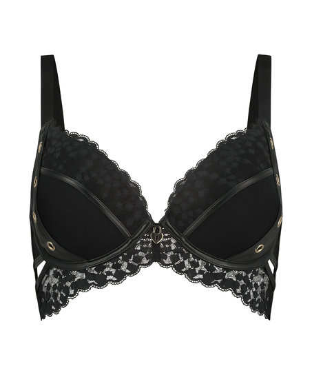 Soutien-gorge &agrave; armatures pr&eacute;form&eacute; longline push-up Desire, Noir