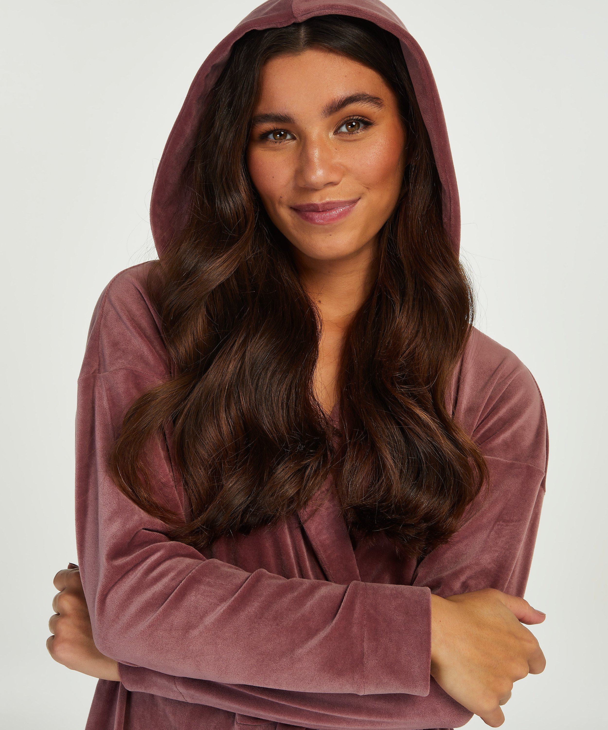 Peignoir court Velours, Pourpre, main