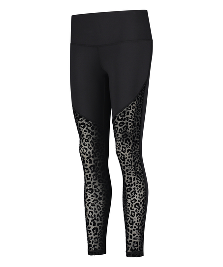 HKMX High Waisted Sportlegging Leopard Flock, Zwart