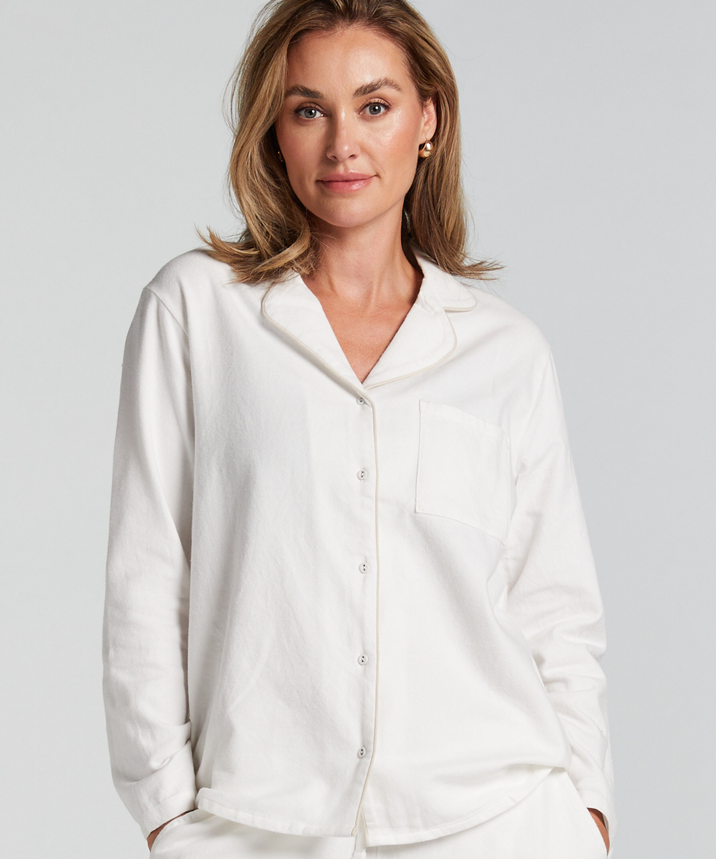 Haut de pyjama Flanel Essentials, Blanc