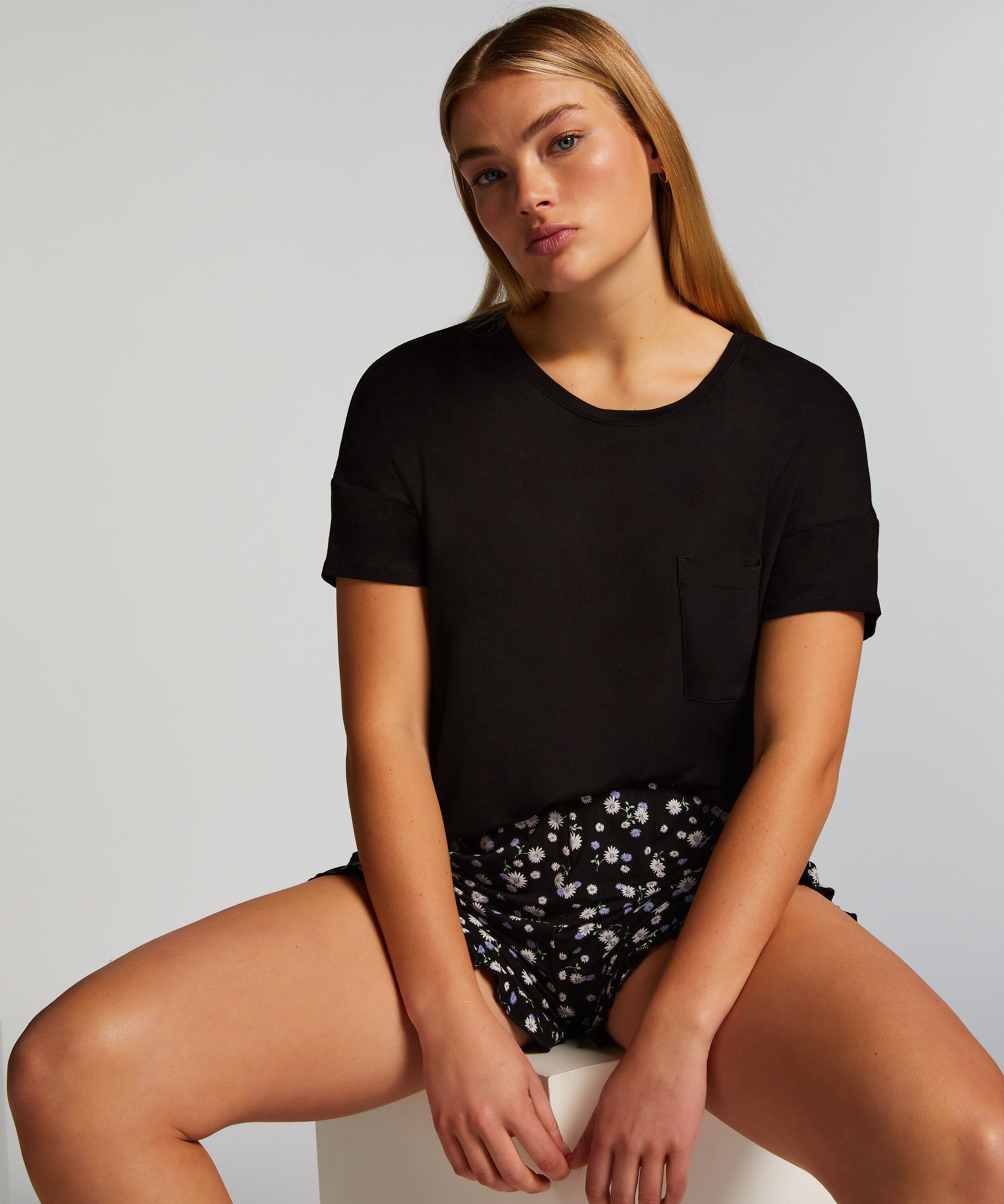 Korte pyjama set, Zwart