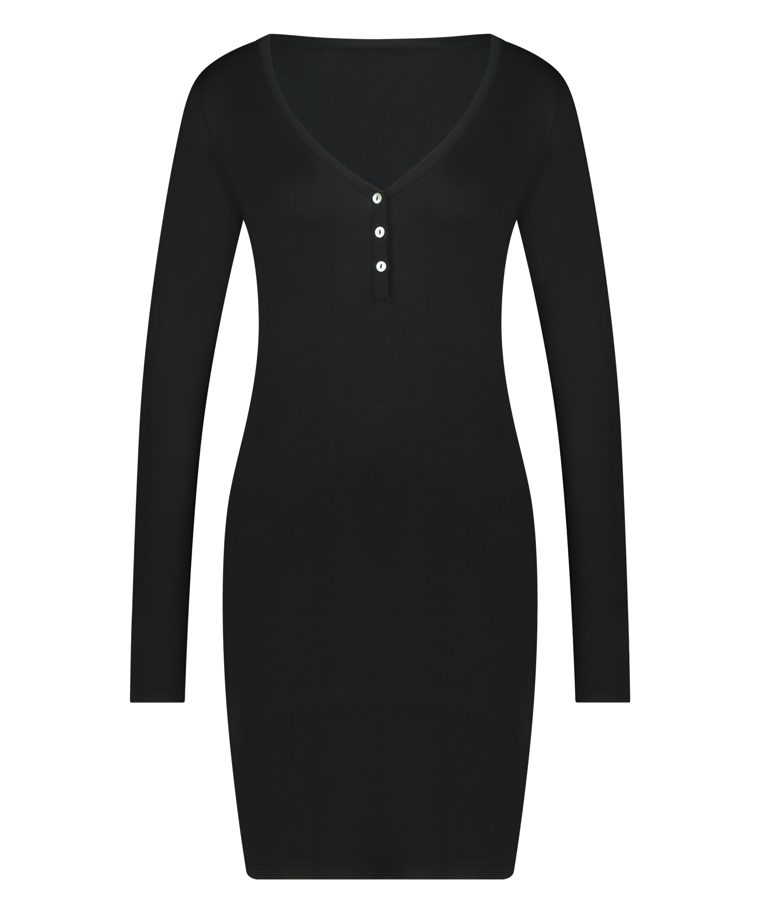 Chemise de nuit Henley, Noir, main