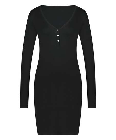 Chemise de nuit Henley, Noir