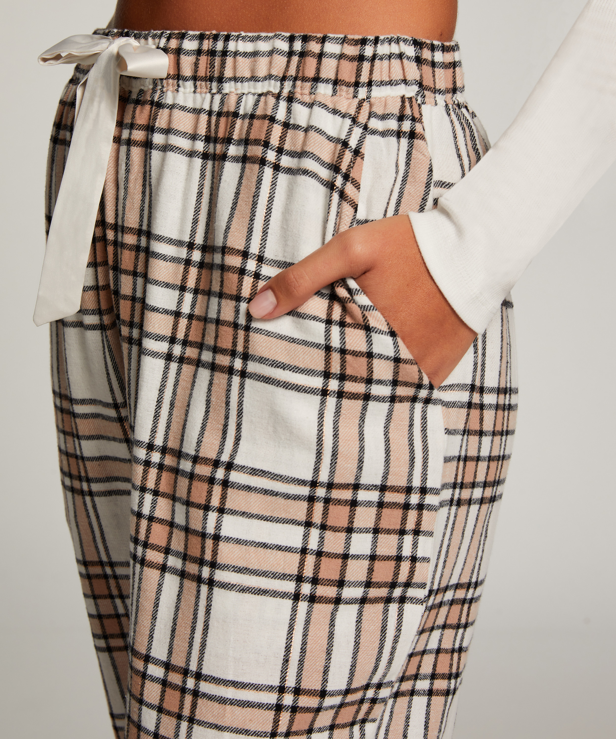 Pyjamabroek Flannel, Beige, main