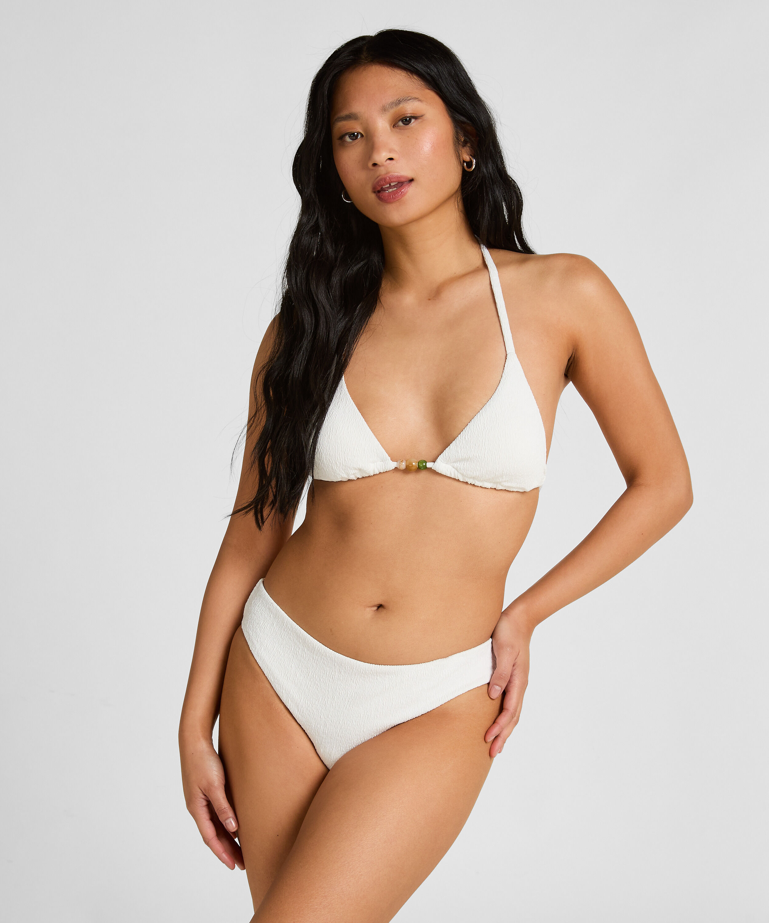 Bas de Bikini Crinkle, Blanc