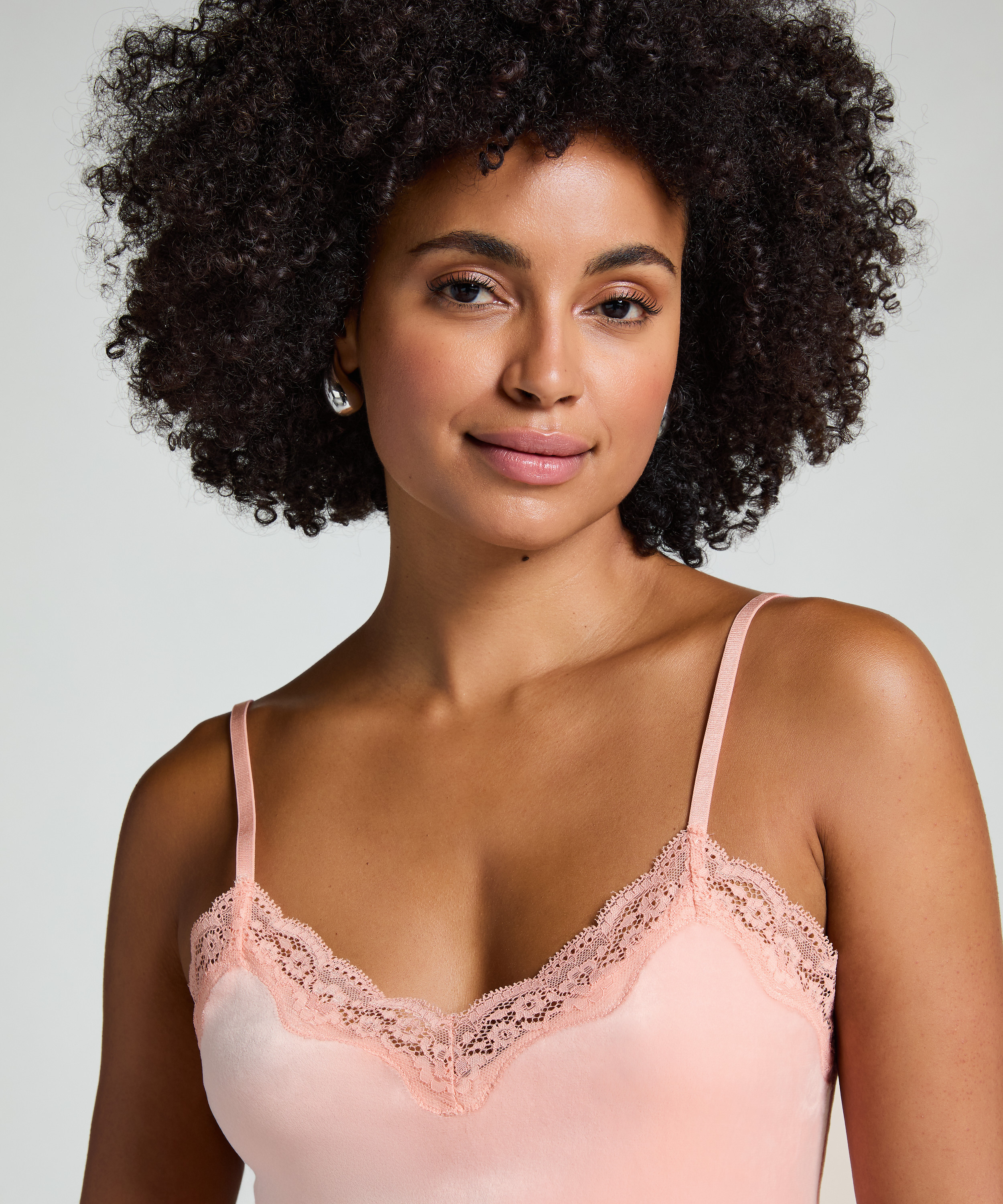 Cami top Velours Lace, Roze, main