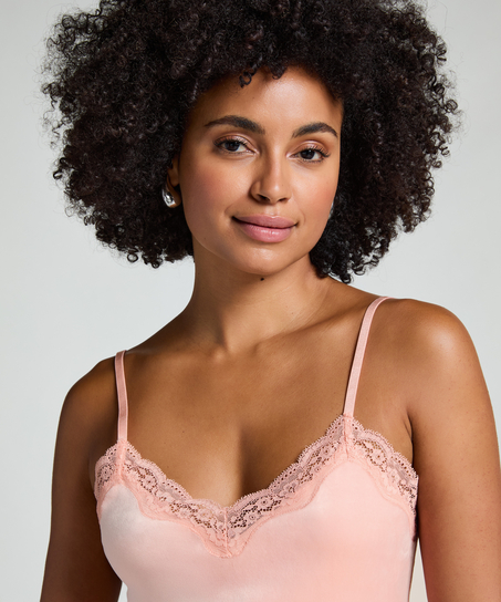 Cami top Velours Lace, Roze