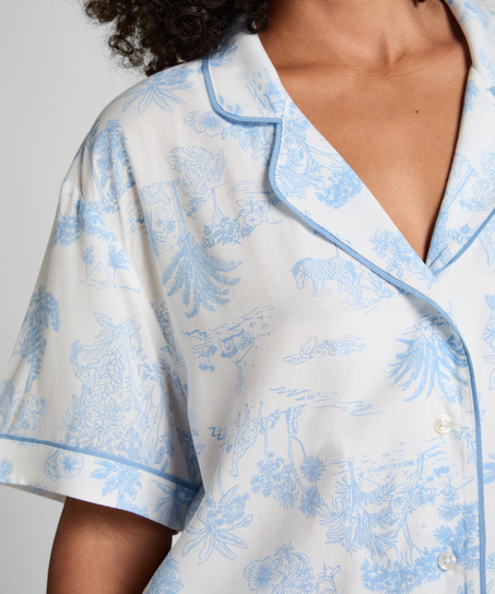 Veste tiss&eacute;e &agrave; manches courtes, Bleu