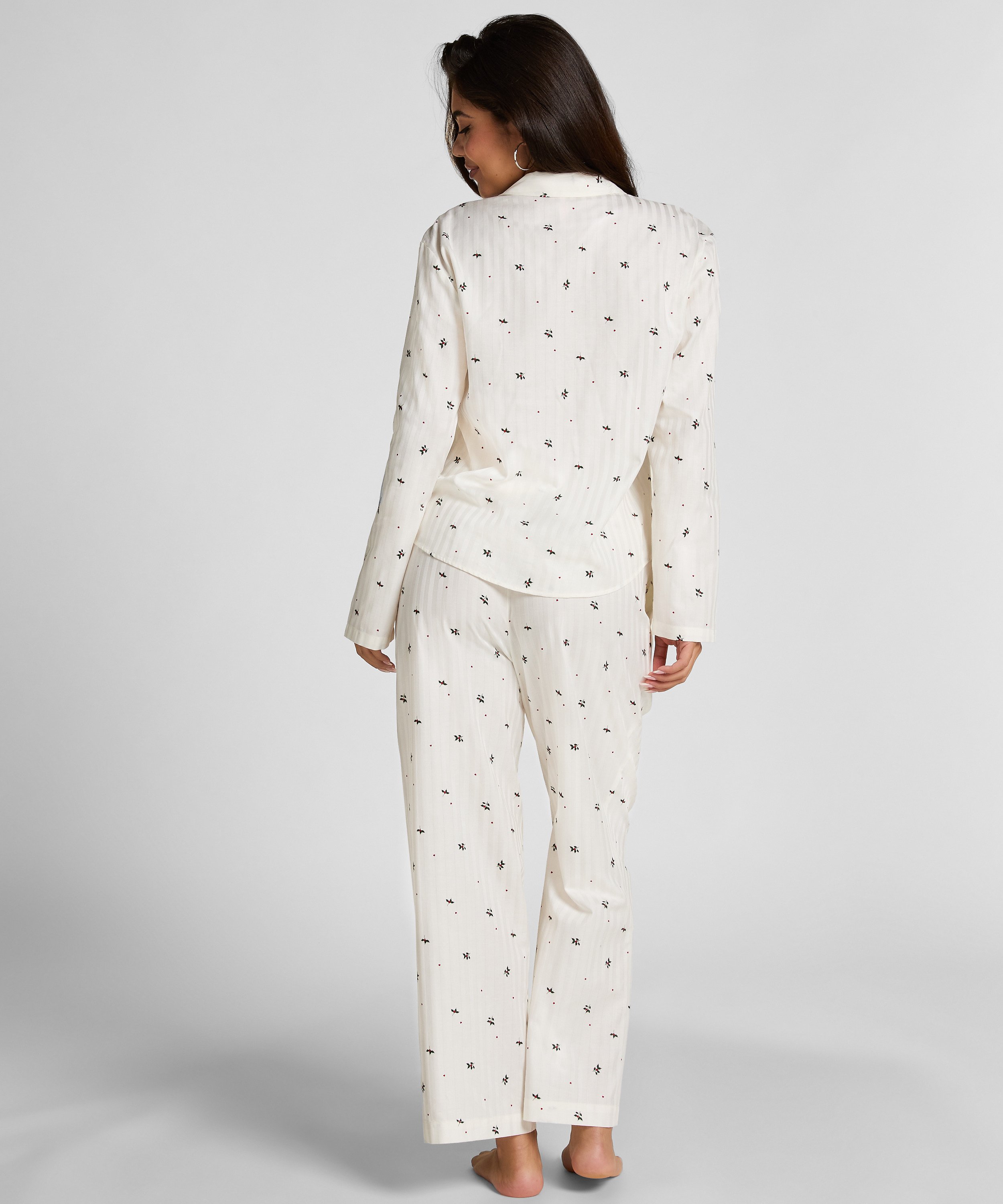 Jacquard Pyjamashirt met Lange Mouwen, Wit, main