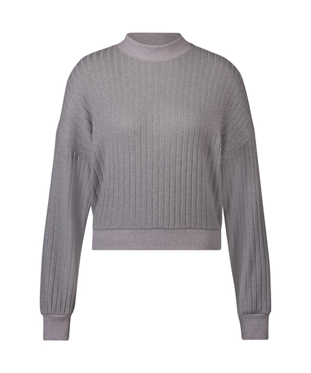 Top Manches Longues Brushed Rib, Gris
