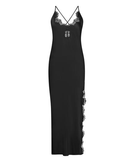 Slipdress Satijn, Zwart