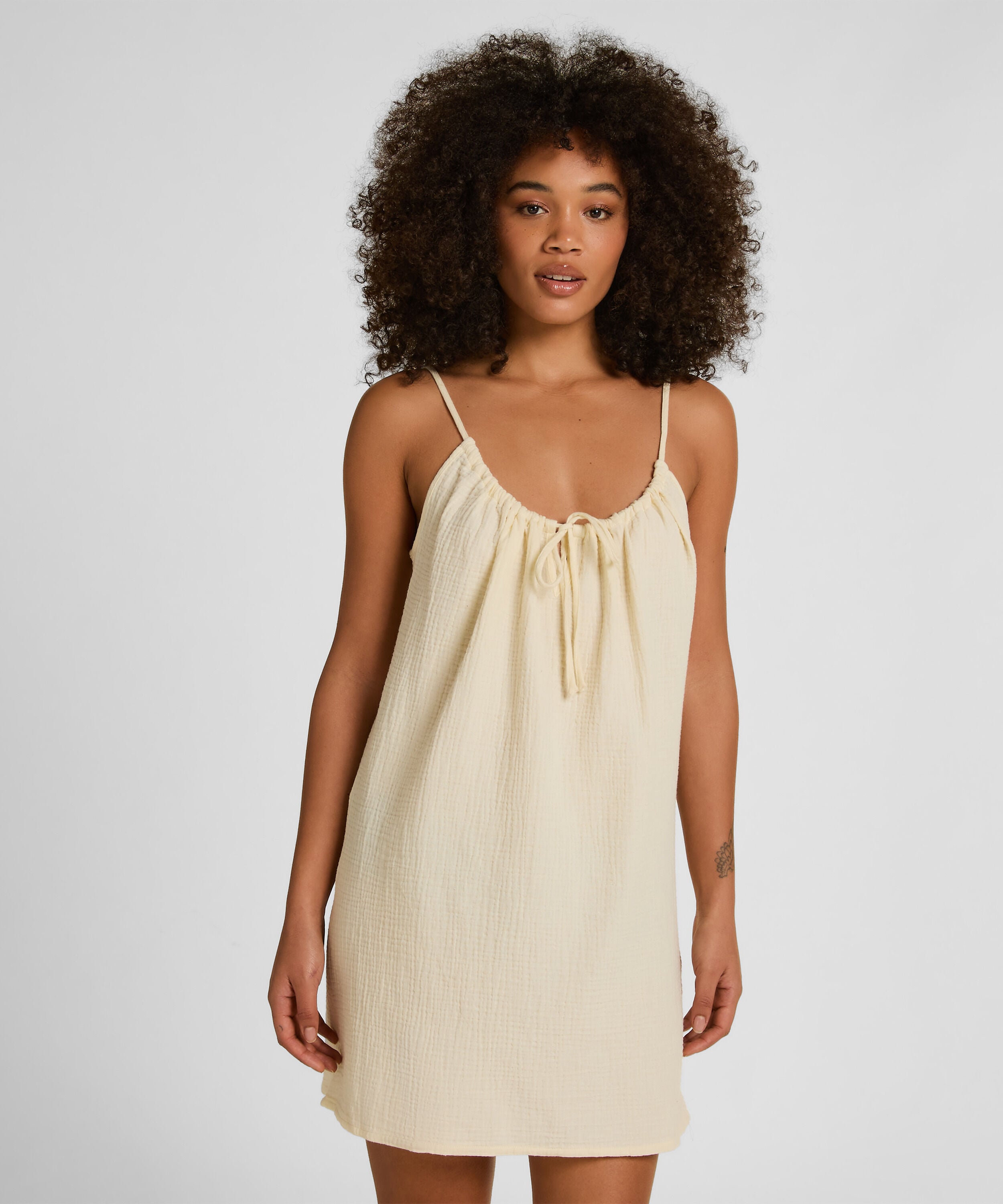 Mousseline Slipdress, Geel