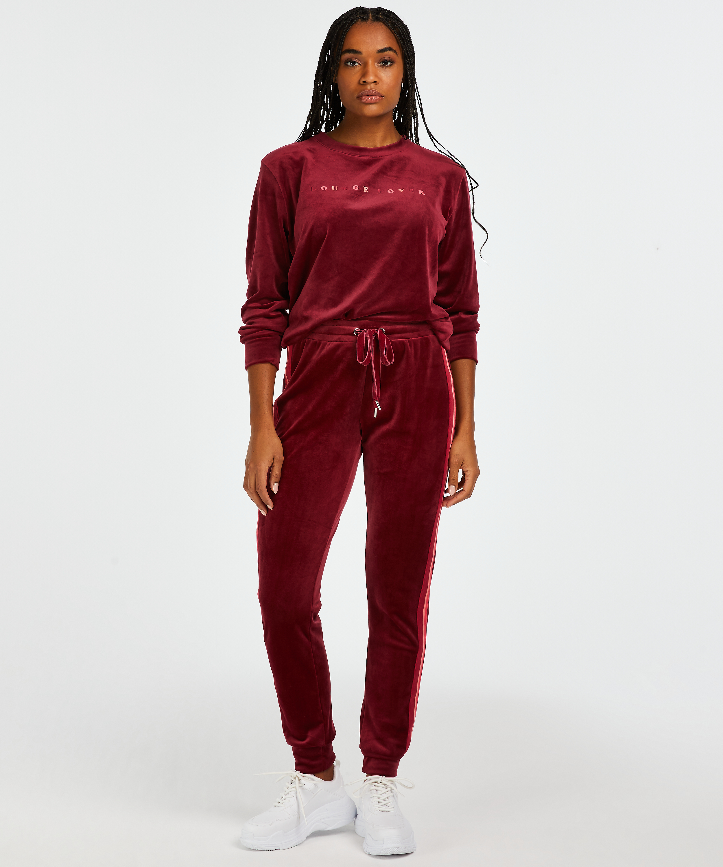 Top Velours lange mouwen, Rood, main