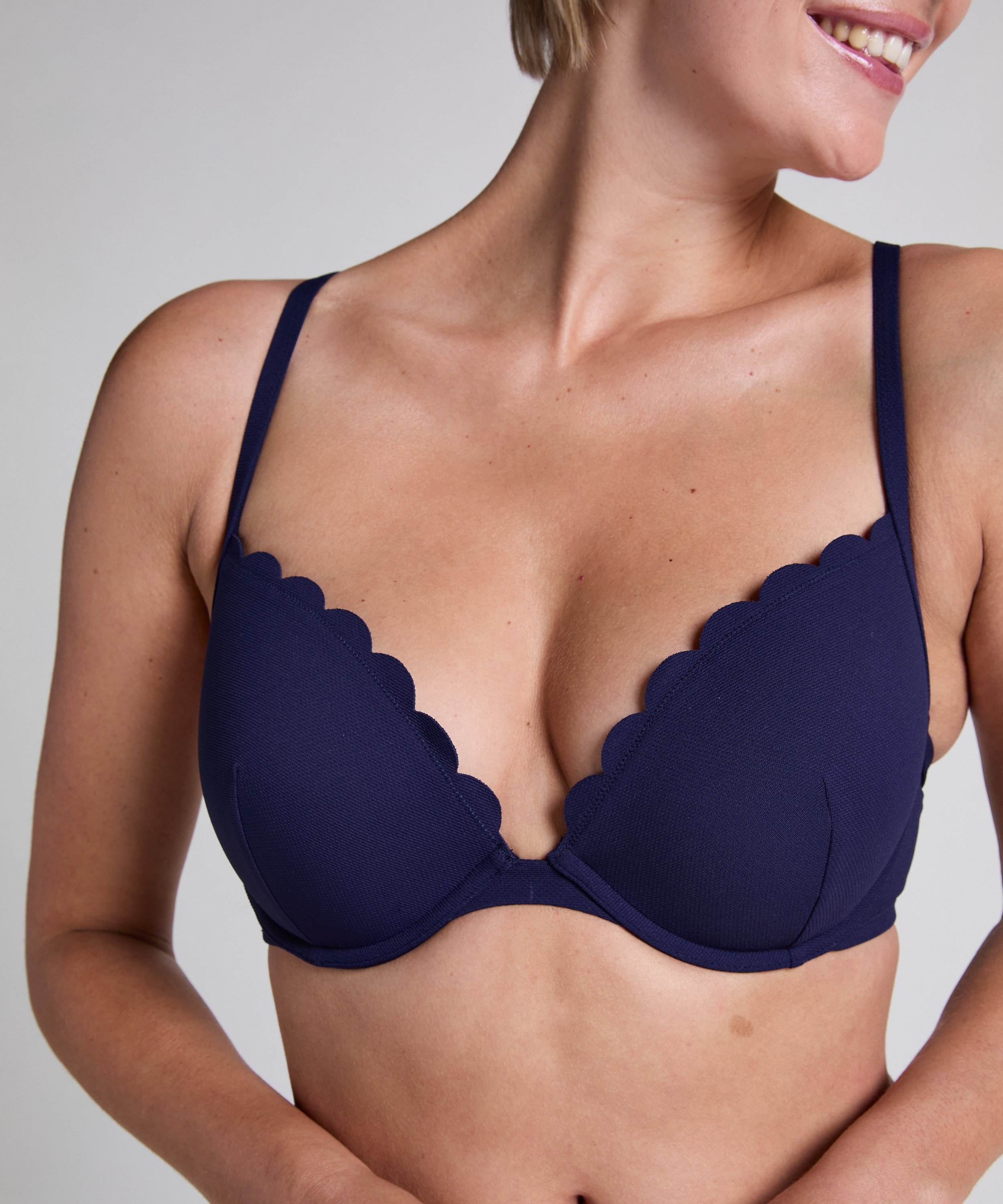 Voorgevormde beugel bikinitop Scallop, Blauw, main